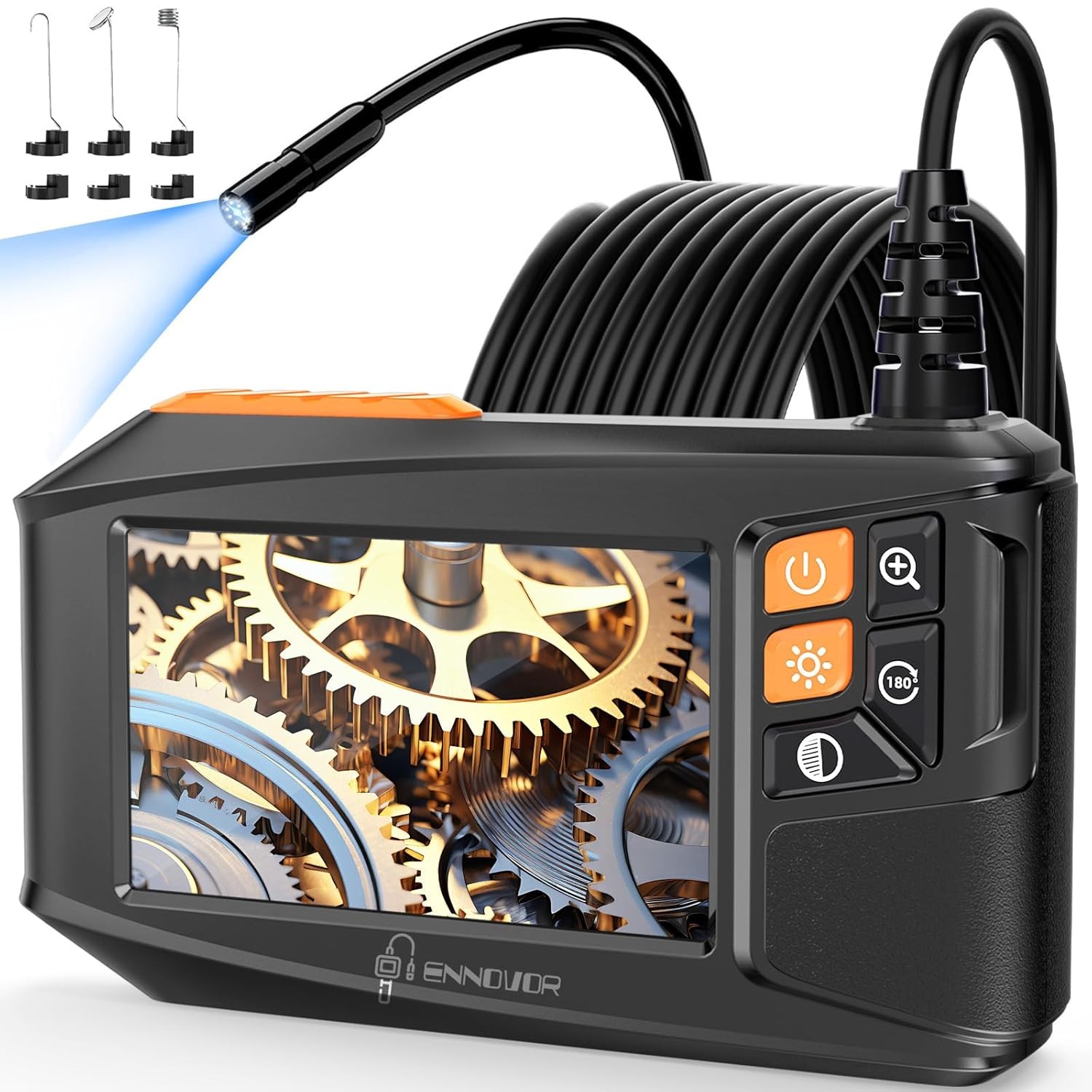 1920P Endoscope Camera with Light,4.3" HD Snake Inspection Camera,16.4ft Tool