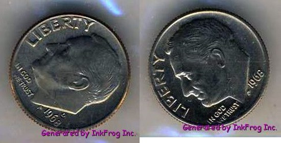 1968 P & D Roosevelt Dimes Choice/Gem Bu From mint sets