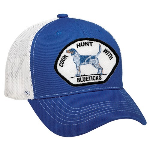 Cap Hat Blue White Mesh Hunting Bluetick Coonhound Coon Hound Dog