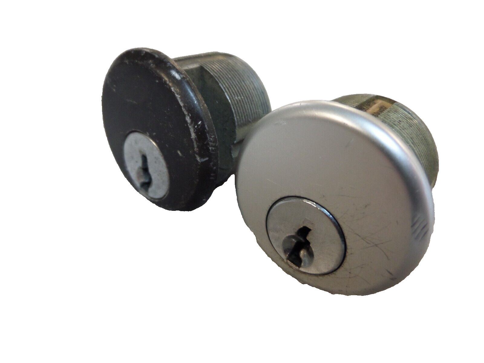 MORTISE LOCK CYLINDER PAIR DIE CAST USED NO KEYS LOCKSPORT
