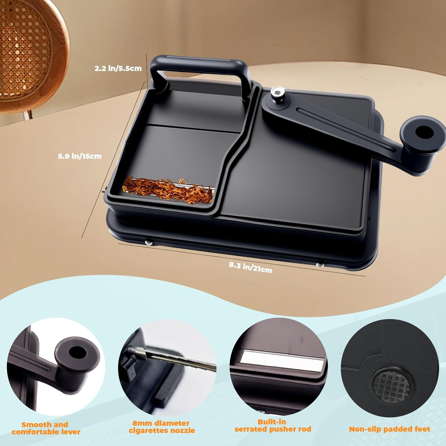 Cigarette Rolling Machine, Manual Cigarette Roller Cigarette Tobacco Injector fo