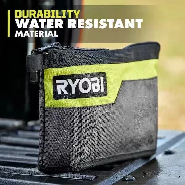Ryobi Waterproof 12 In. Zipper Utility Pouch for Tools, Multi-Purpose Bag