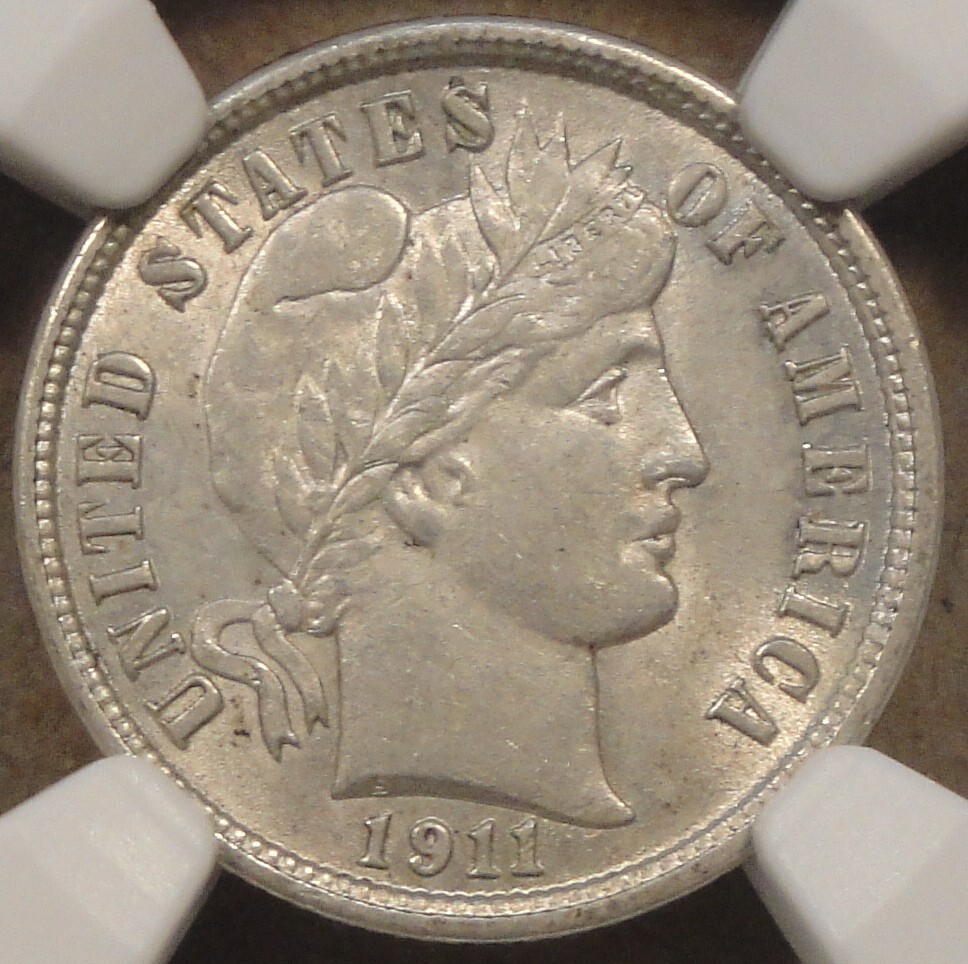 1911 Barber Dime 10c NGC Certified AU58