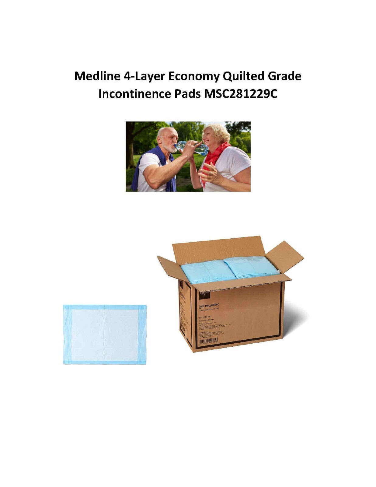 150ct 23X36" Medline 4-Layer Economy Quilted Grade  Incontinence Pads MSC281229C