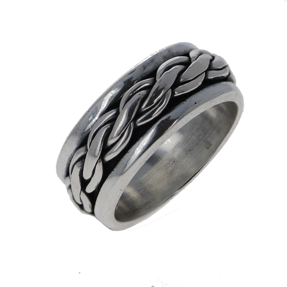 Sterling Silver, Twisted Vines Spinner Ring, Worry Ring, Woven Center, R12390