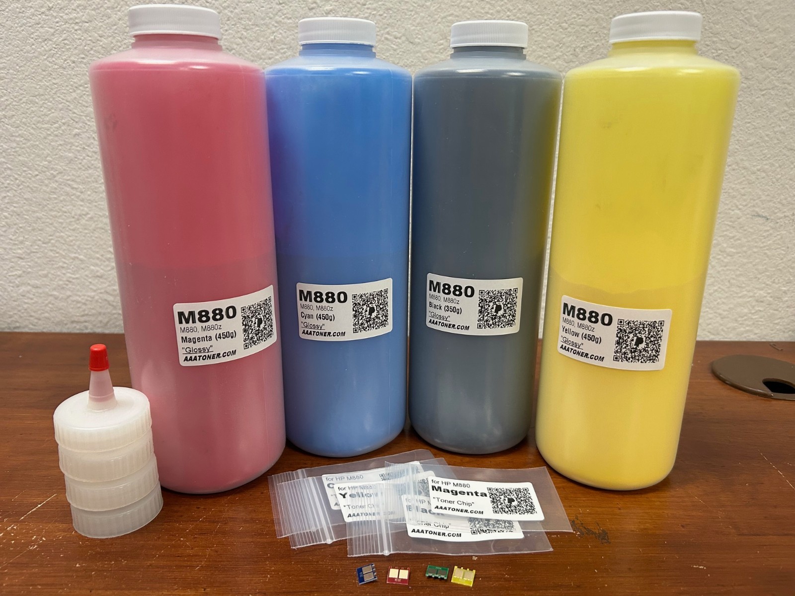 4 x GLOSSY Toner Refill kit for HP Enterprise M880, M880z z+ NFC (827A) + 4 Chip