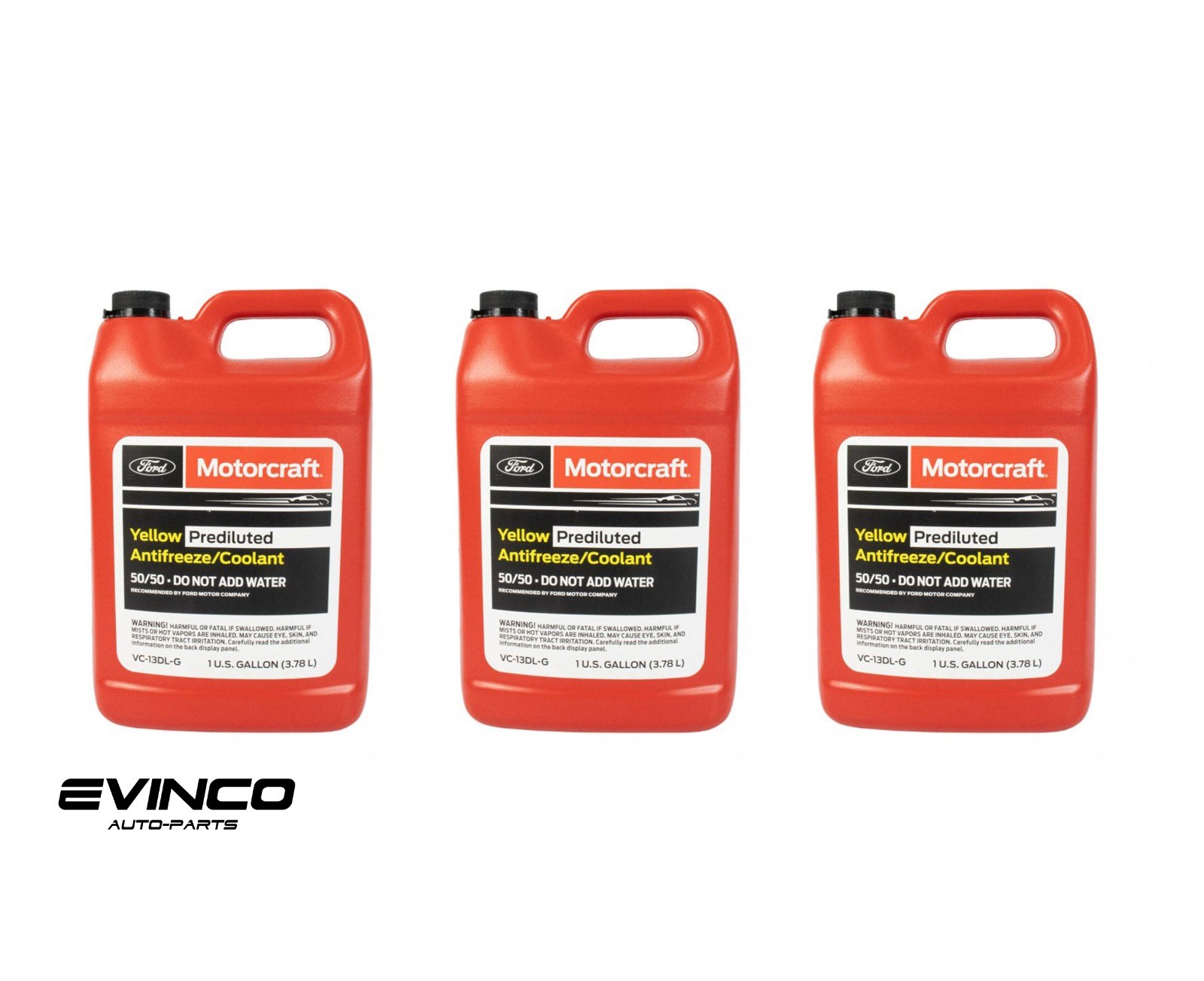 Motorcraft Yellow Antifreeze Coolant Prediluted 50/50 Case of 3 Gallons (VC13DLG