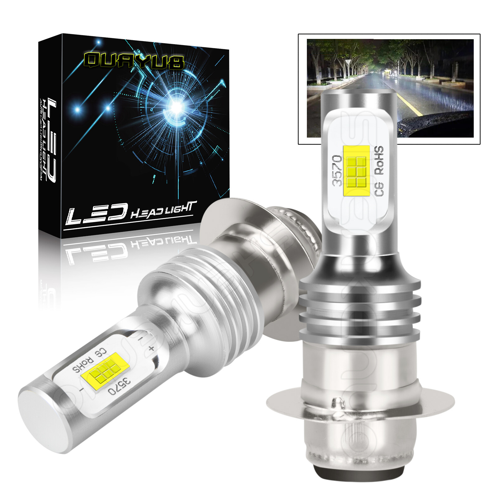 For Yamaha KODIAK 400 2x4 450 4x4 - 2x 6000K White LED Headlight Bulbs H6M kit
