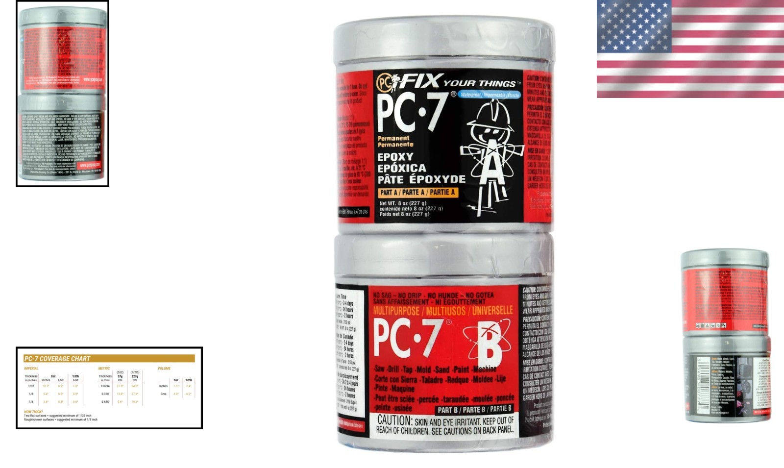 Charcoal Gray PC-7 Two-Part Epoxy Paste, 1/2 lb - Maximum Bonding Strength