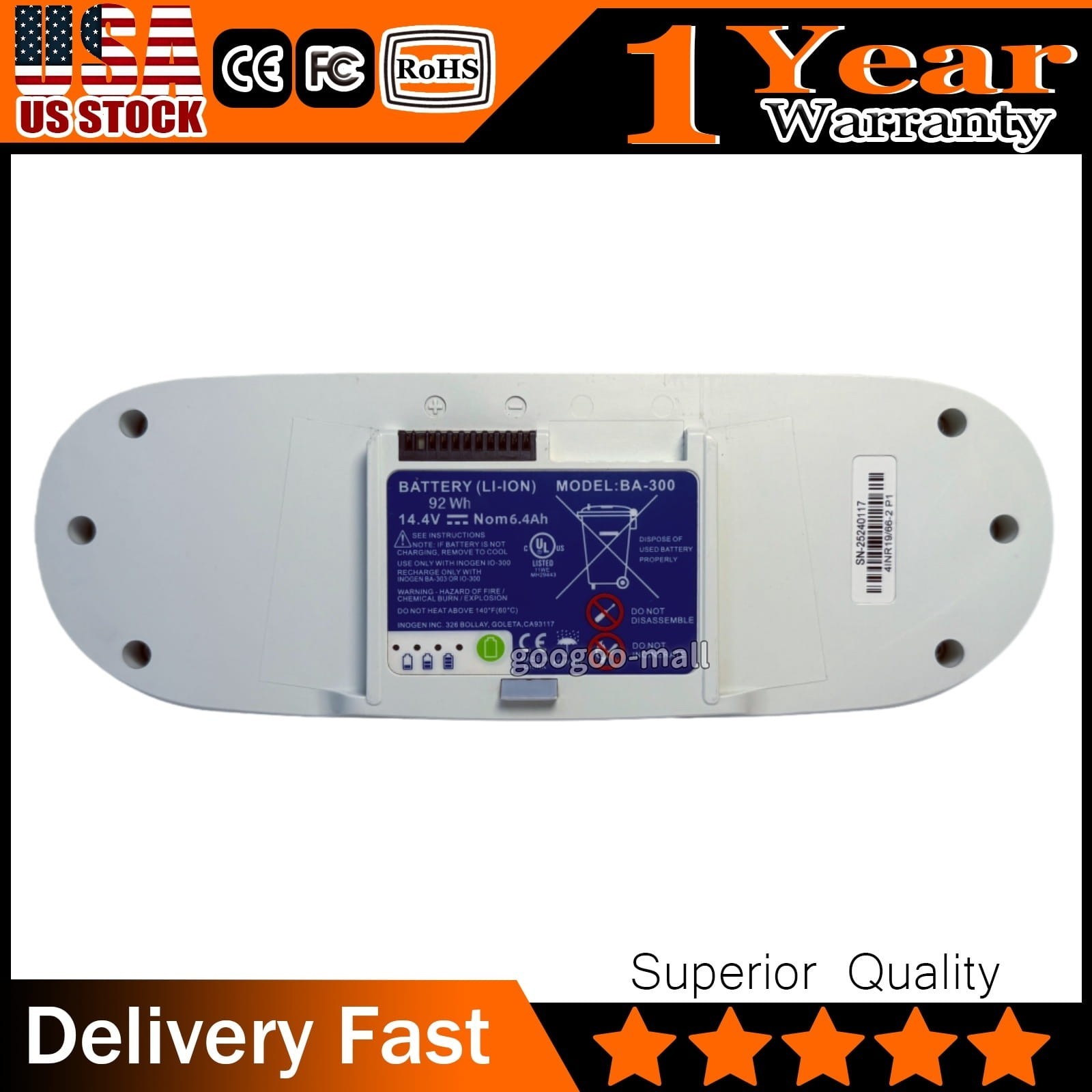 New Original 92WH 8-Cell BA-300 Single Battery for Inogen G3 OxyGo 1400-1010-8