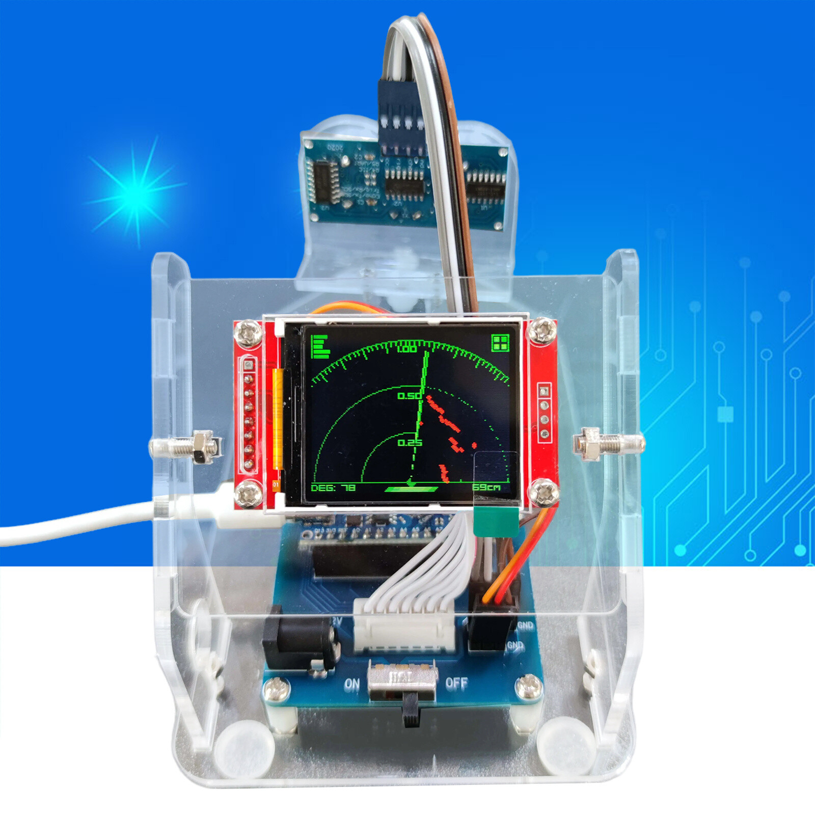 Mini Ultrasonic Radar + 1M Motor Range for Arduino Starter Kit Program Education