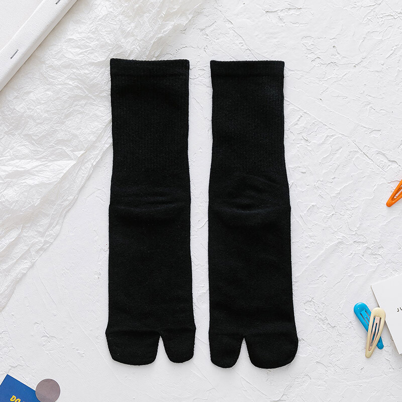 5Pair Women's Split Toe Socks Japanese Kimono Flip Flop Two Fingers Tabi Solid ✔