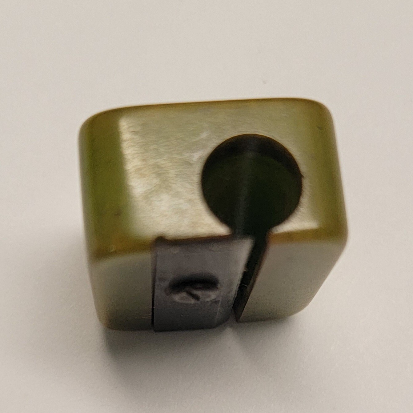 VTG Marbled Green/Orange BAKELITE Pencil Sharpener