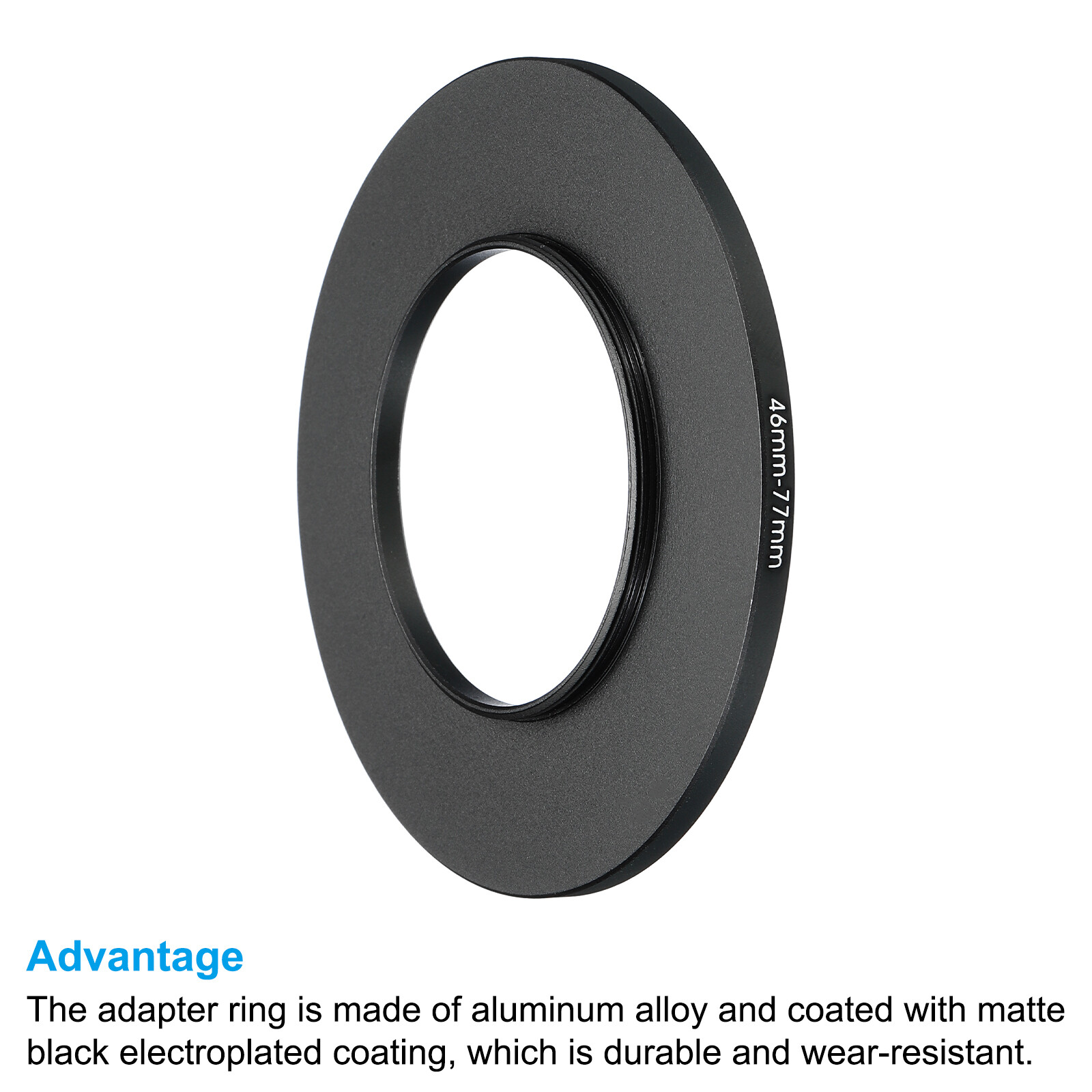 46mm-77mm Metal Step Up Ring, 2 Pcs Camera Lens Filter Adapter Ring Black