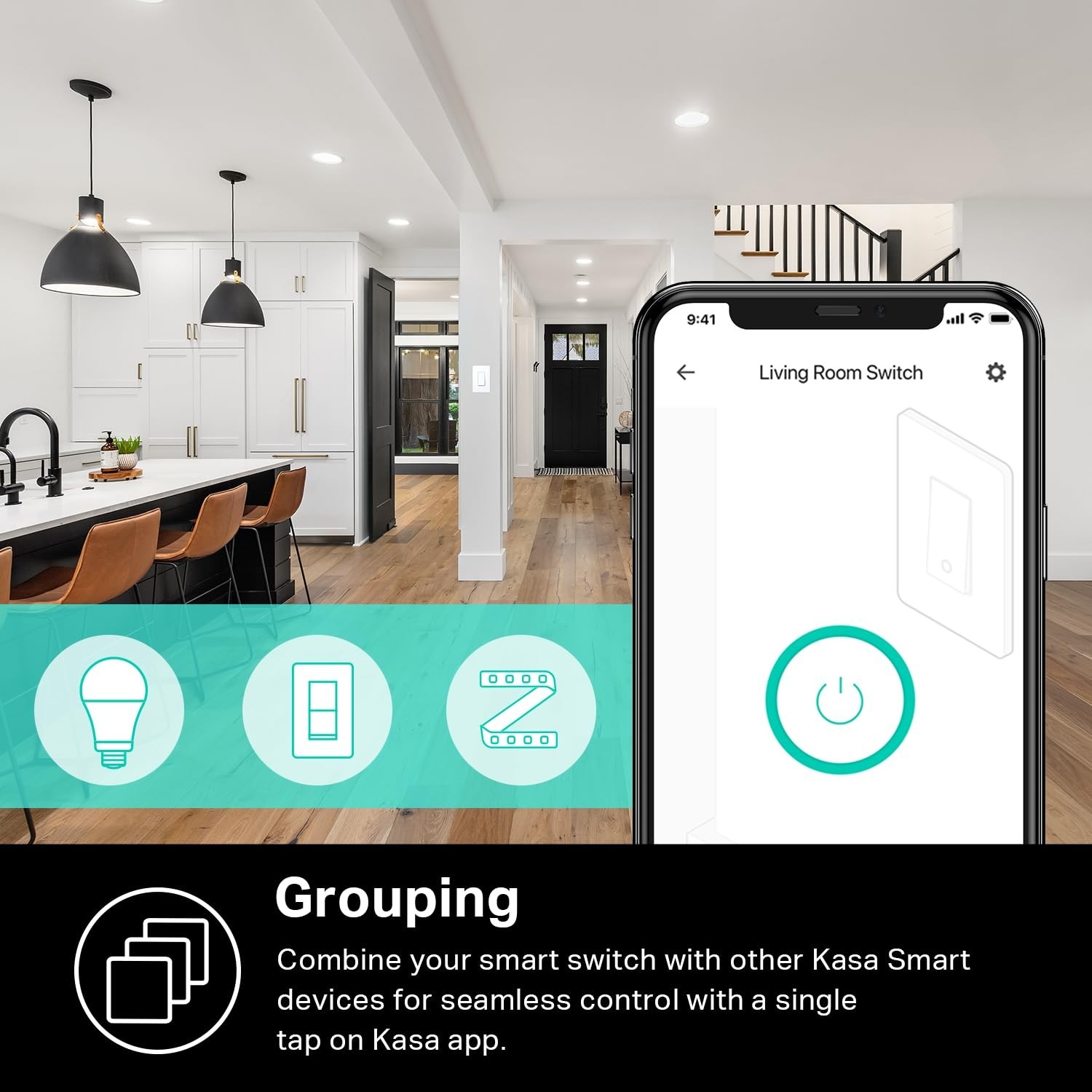 Light Switch , Single Pole, Needs Neutral Wire, 2.4GHz Wi-Fi Light Switch Com...
