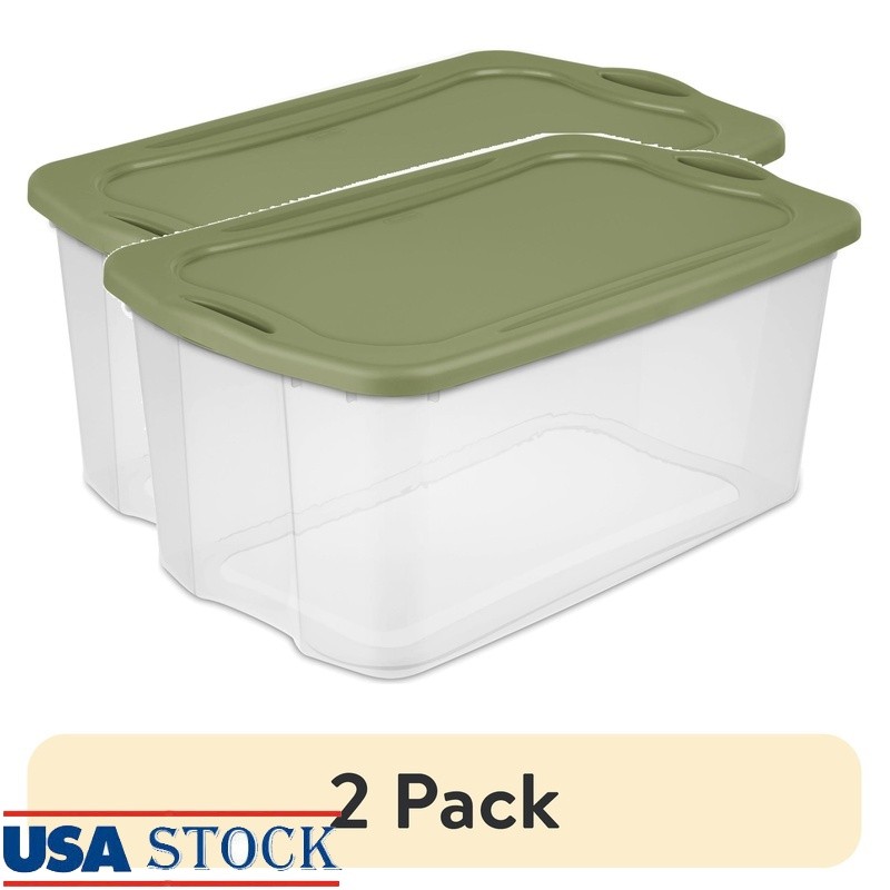 Carry Clear Storage Bin Stackable Plastic Container W/ Grip Handles New