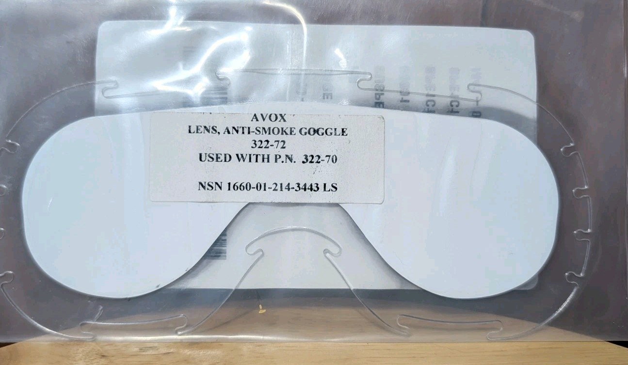 AVOX Anti-smoke Goggle Lens 8475-01-282-9602 Uses w! PN 322-70