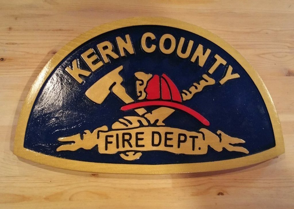 Fire Department Kern County 3D routed plaque Patch Sign Custom