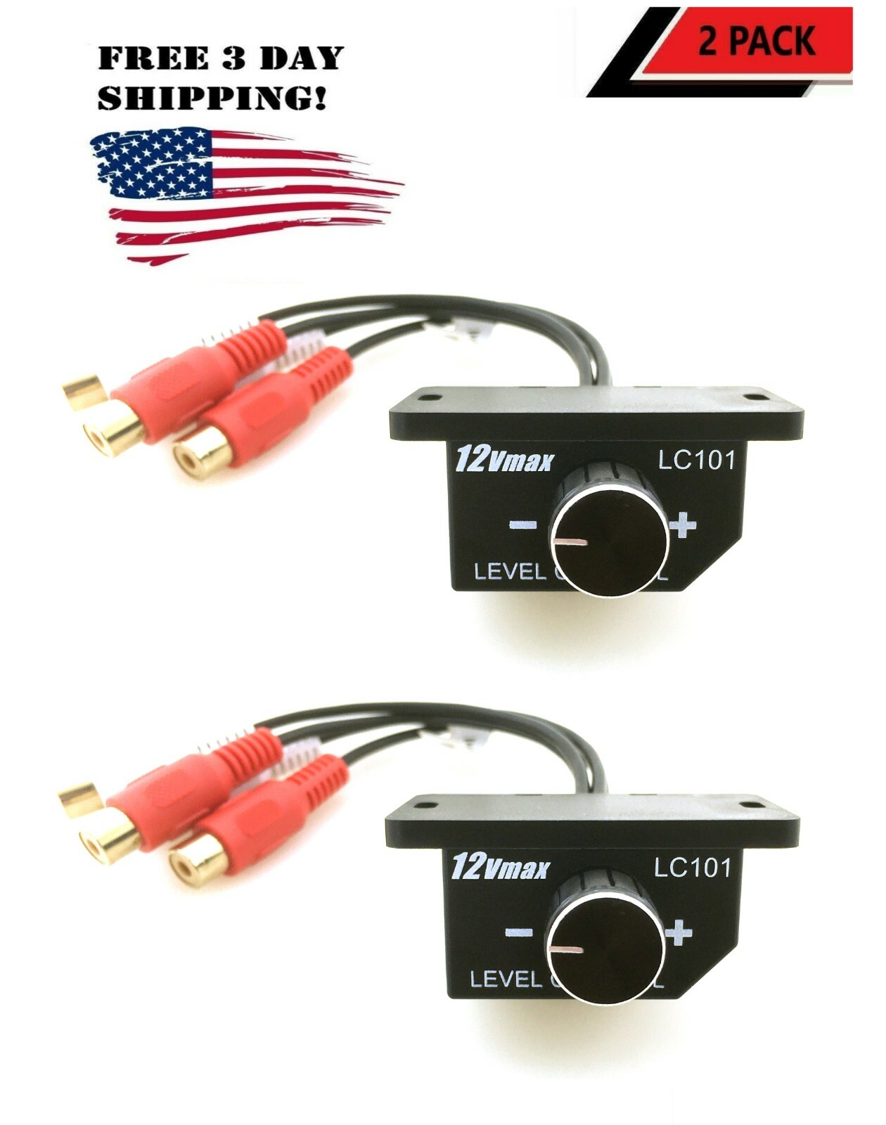 2x NEW Universal Bass Knob Level Bass RCA Volume Control Knob Car Amplifier