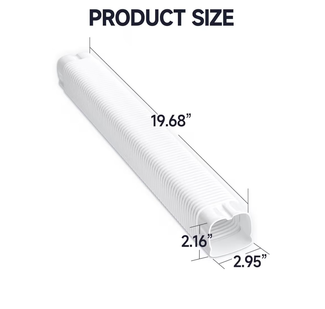 3" Width x 1.6 Ft Flexible Duct, PE Material, Mini Split Line Set Cover Part,...