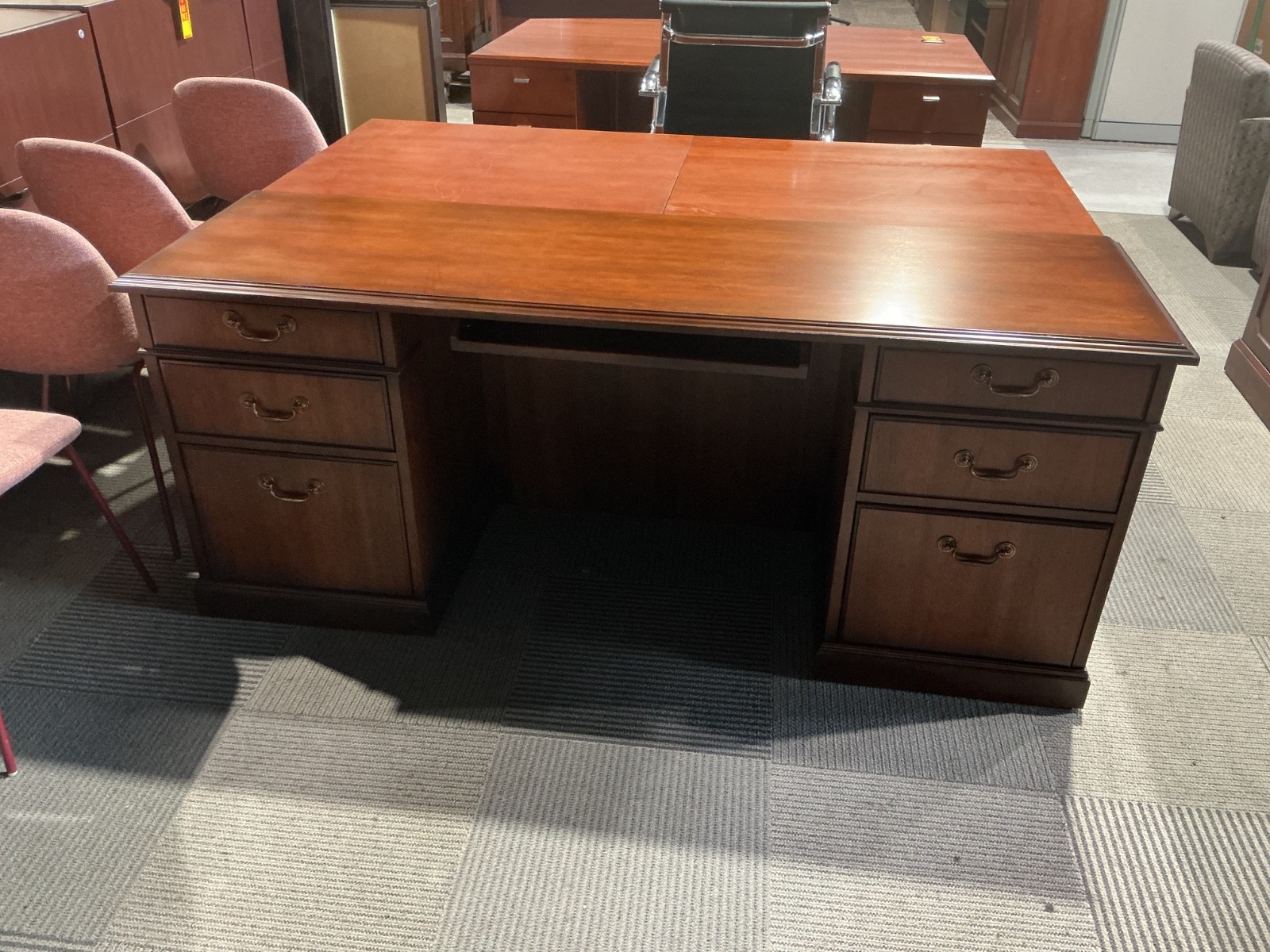 Traditional Style Knee Space Credenza in Cherry Wood Finish by Kimball