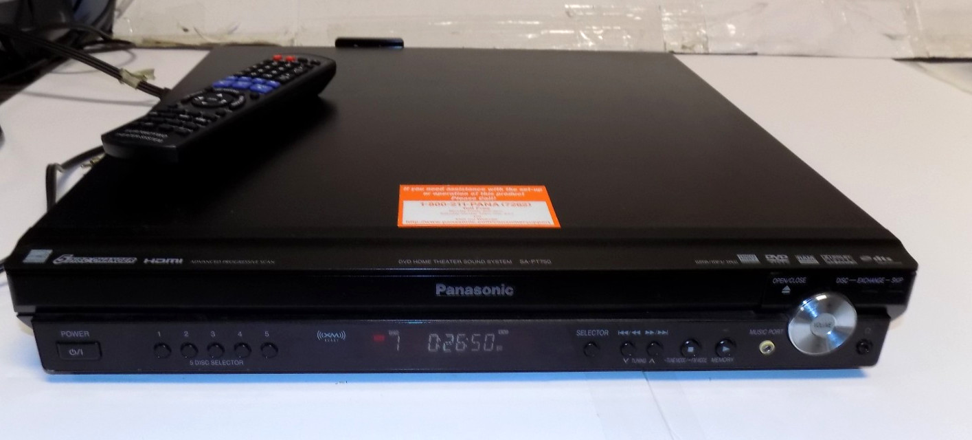 PANASONIC SA-PT750 DVD 5 Disc Carousel Home Theater Player with Remote
