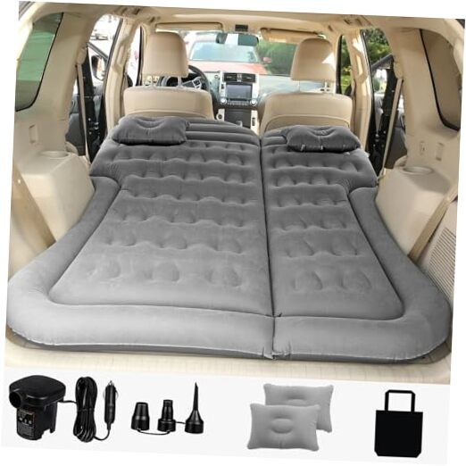 SAYGOGO SUV Air Mattress Camping Bed Cushion Pillow - Inflatable Thickened Grey
