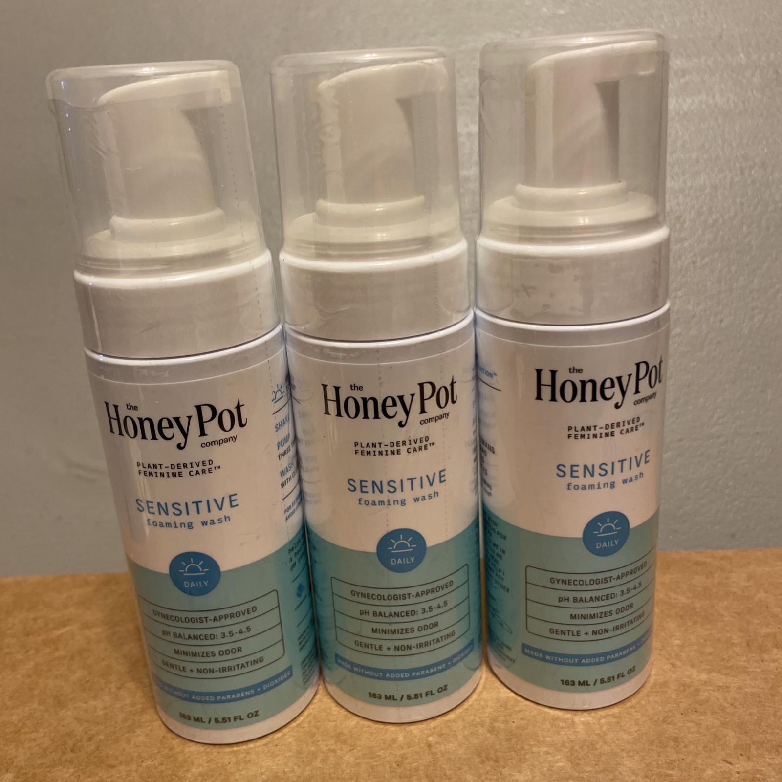 3 x The Honey Pot Company Sensitive Foaming Wash Herbal Infused 5.51 fl oz