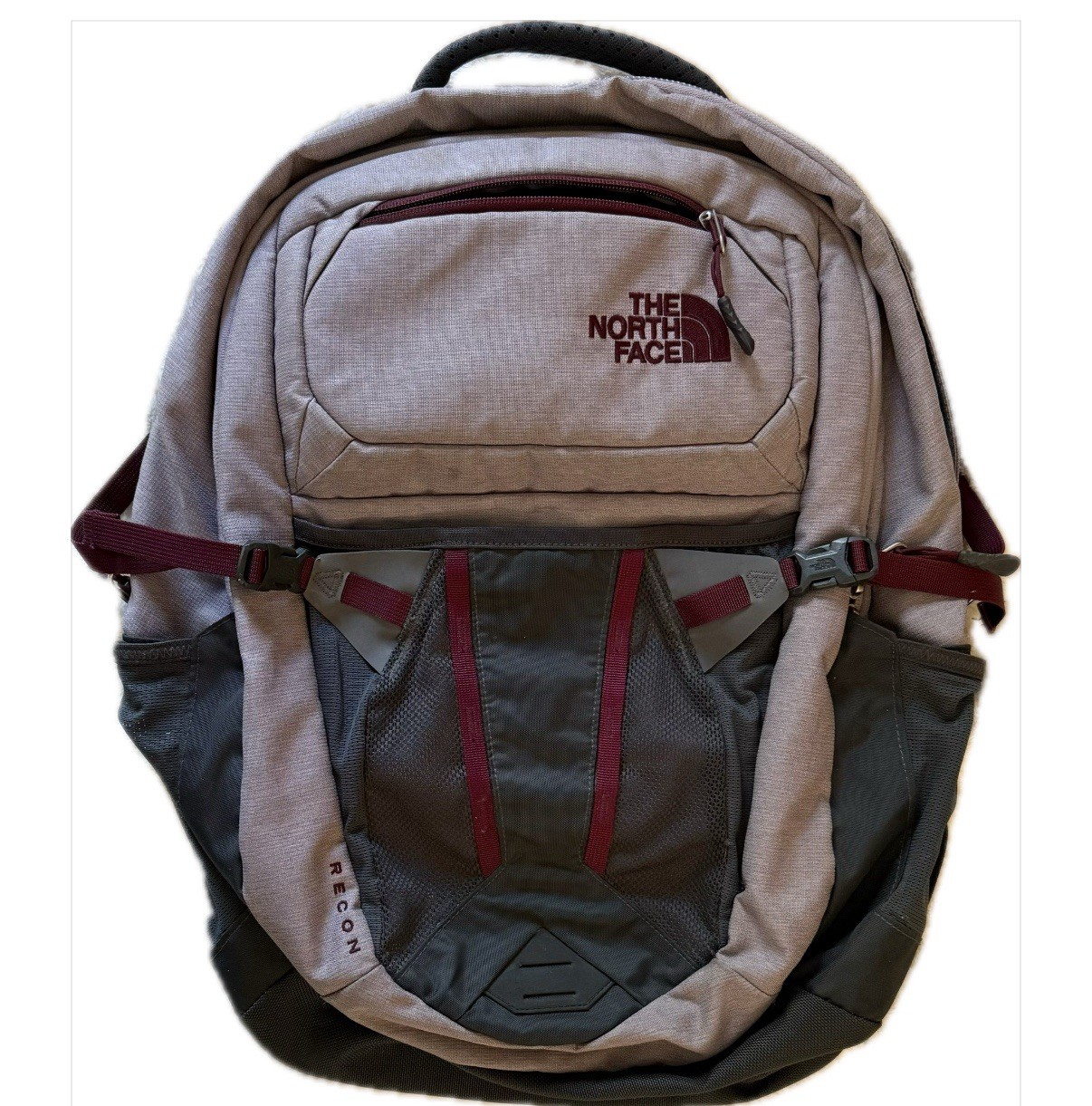 The North Face Recon Backpack Gray/Purples , FlexVent, Inner/Outer Pockets EUC