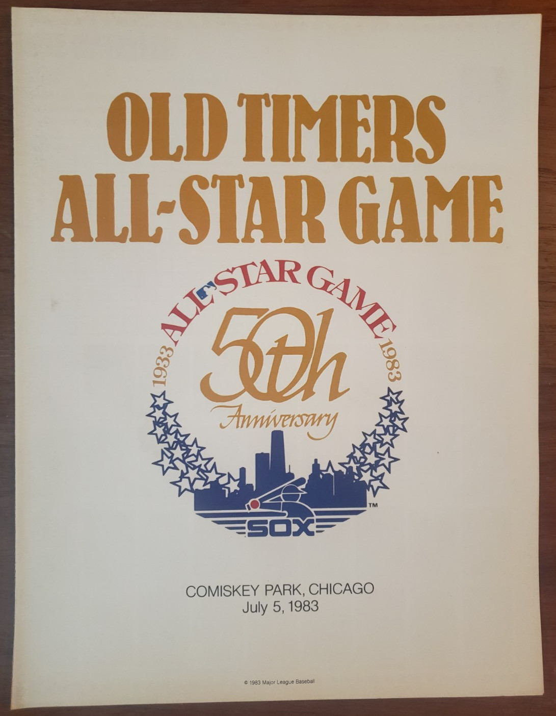 1983 MLB Old Timers All-Star Game Scorecard Chicago Comiskey Appling Banks Mays