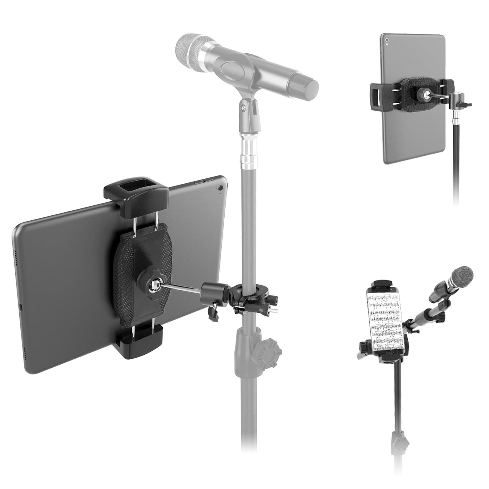 Tablet Holder for Mic Stand with 360° Ball Head and 3/8 to 1/4 Adapter, Micro...