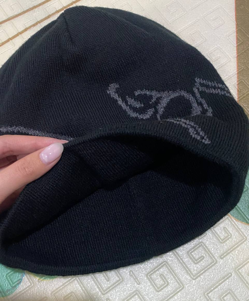 Arc'teryx Black Grey Merino Wool Beanie – Bird Head Winter Ski Hat NWT ❄️