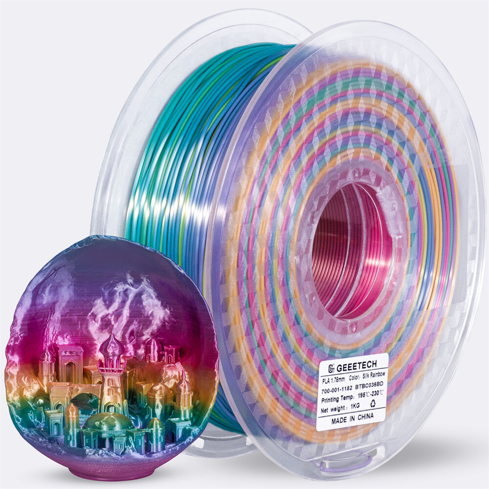 Geeetech 3D Printer Filament Silk PLA Rainbow 1.75mm 1KG Per Roll Consumables US