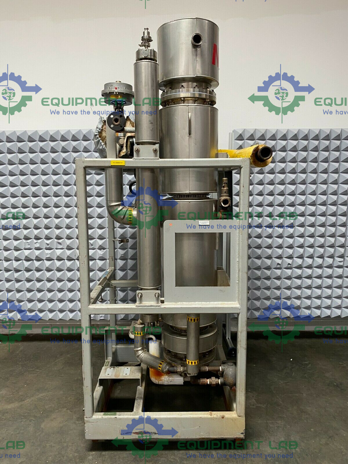 Meco Vertical Shell & Straight Tube Heat Exchanger 125 PSIG w/ SS Frame & Gauges