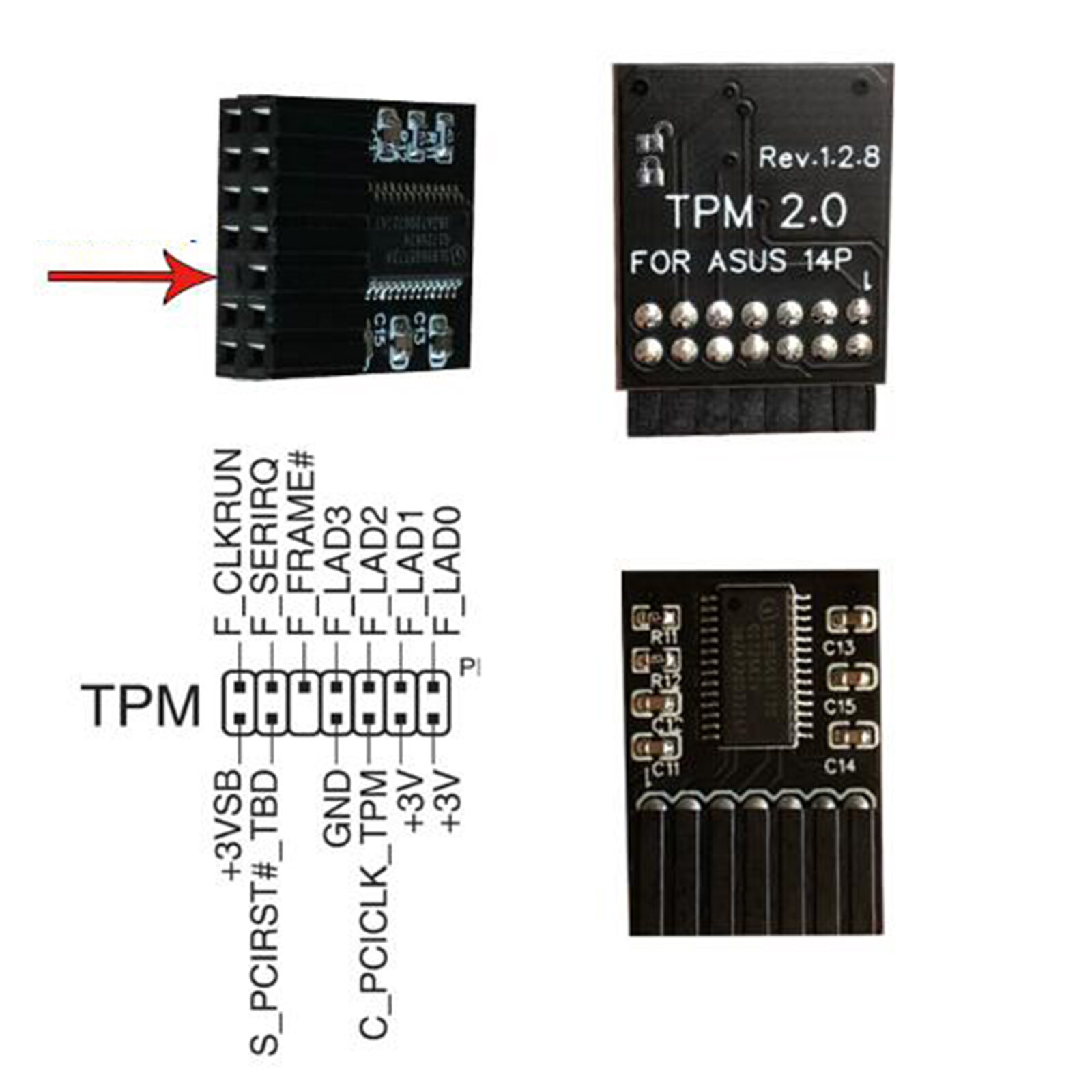 TPM 2.0 Encryption Security Module Supports Version 14 20pin for ASUS SPI M R2.0