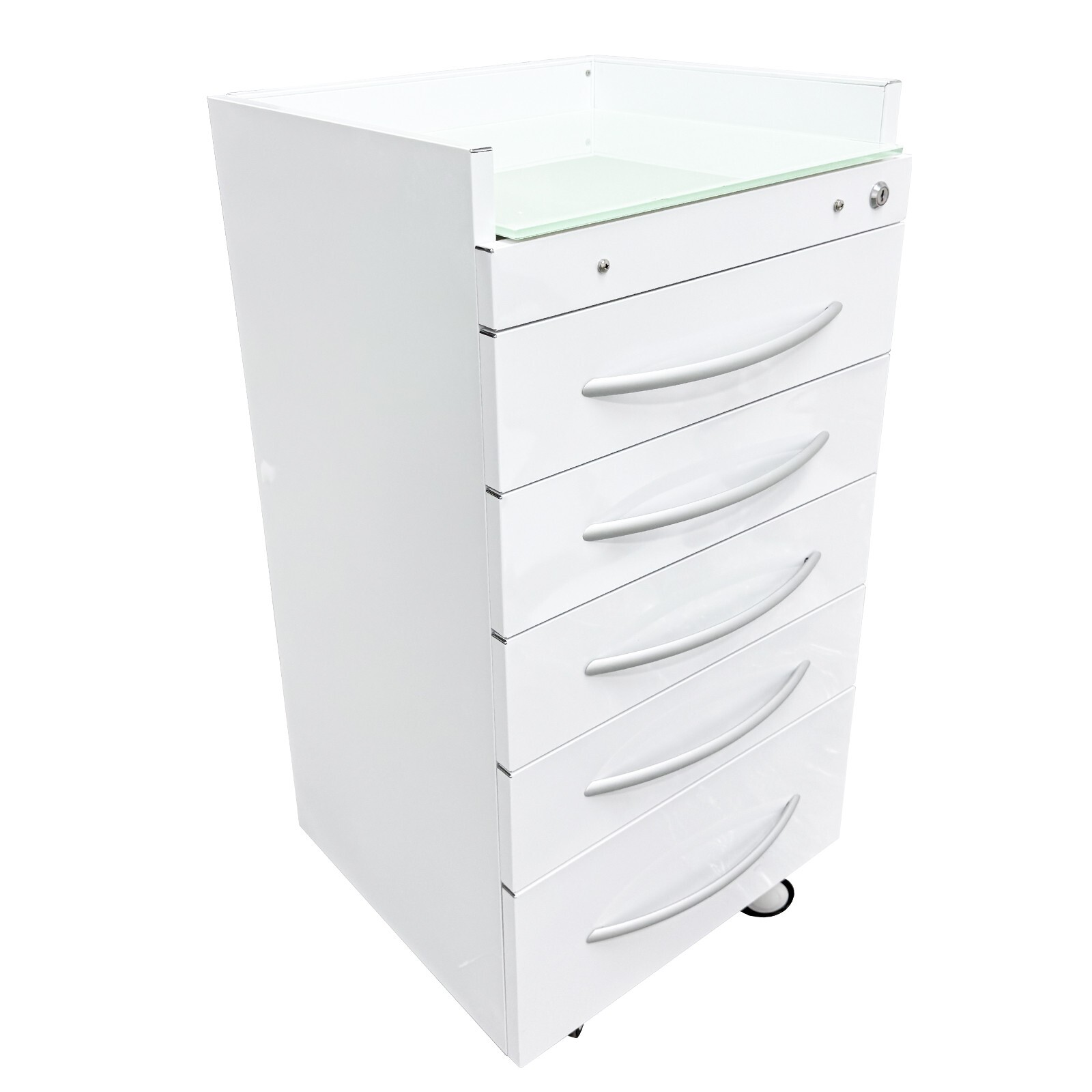 5DrawersDental Assistant's Mobile Cabinet Cart Medical Storage Trolley w/Divider