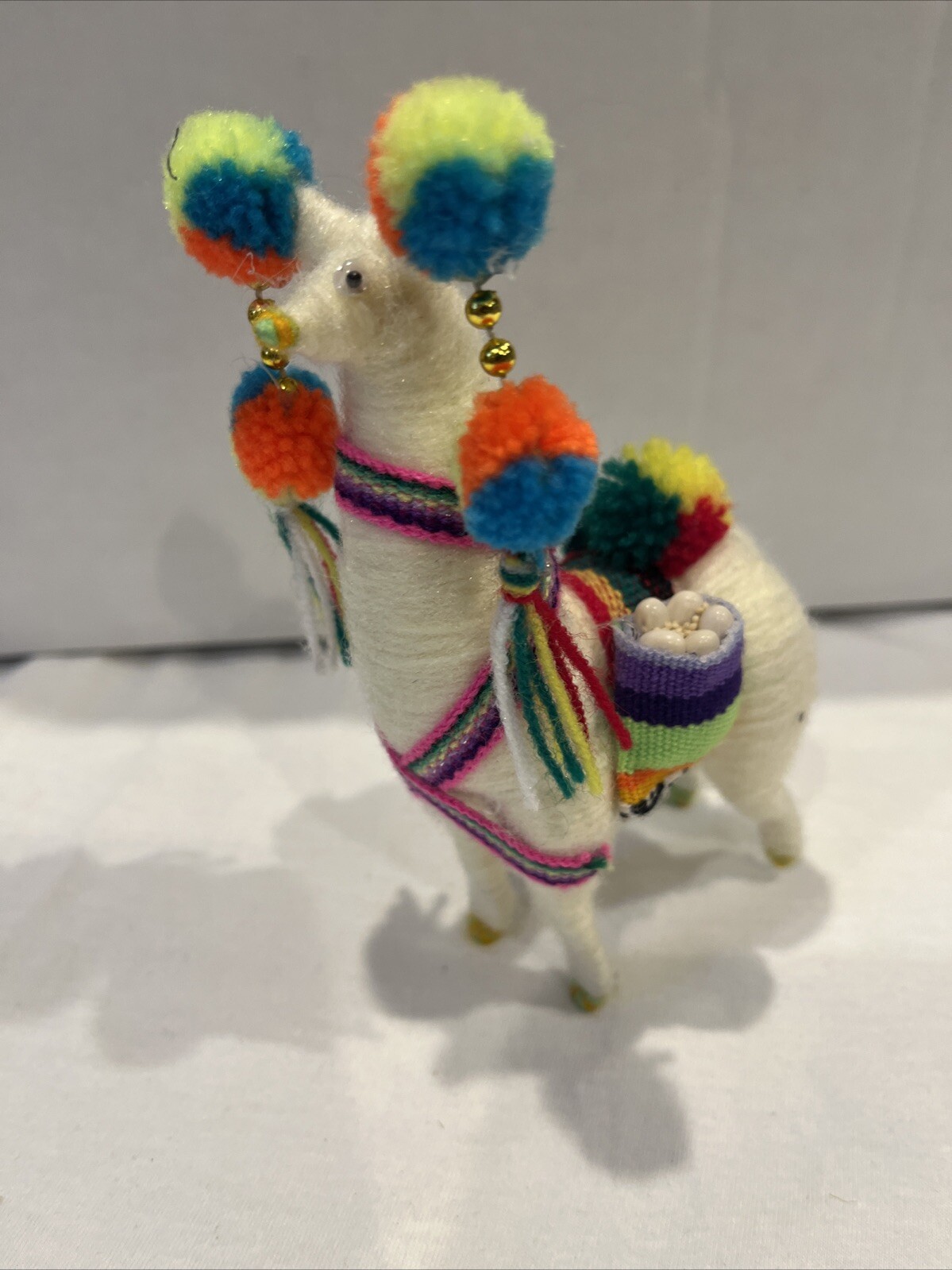 Peruvian Llama Folk Art Figure Plush Multi Color
