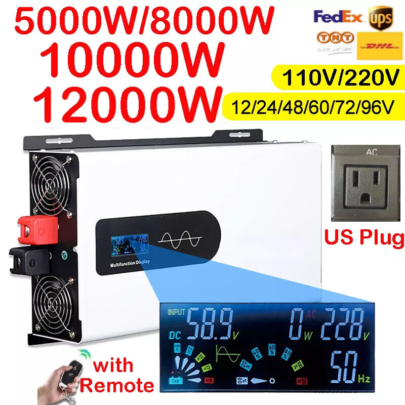 12V 24V 48V 72V 60V 96V 110V 220V Pure Sine Wave Inverter 5000W 8000W 12000W Max