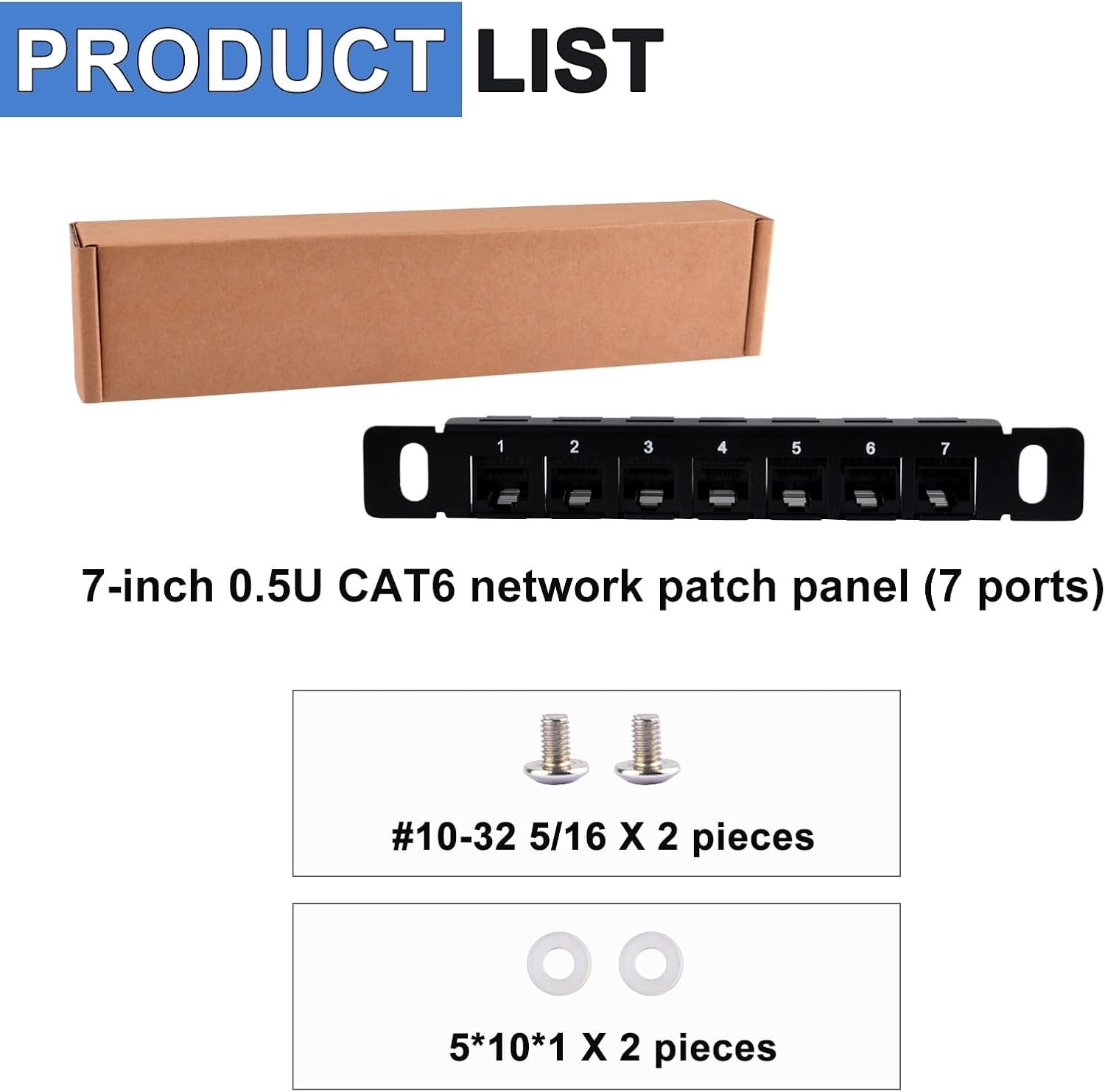 🔥GeeekPi 7 inch 0.5U 7-Port Patch Panel, CAT6 Network Patch Panel Rack Mount🔥