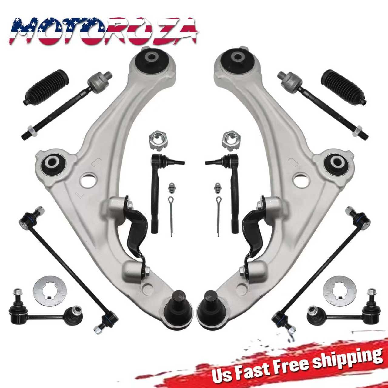 12pcs Suspension Control Arms Tie Rod Ends Sway Bar Kit For Nissan Altima 07-13