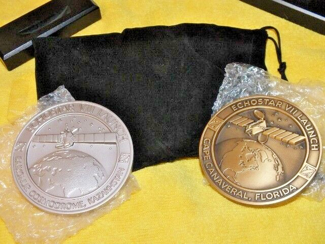 ECHOSTAR VII LAUNCH 2 piece set MEDALLION CAPE CANAVERAL FLORIDA AC-161 & AC-204