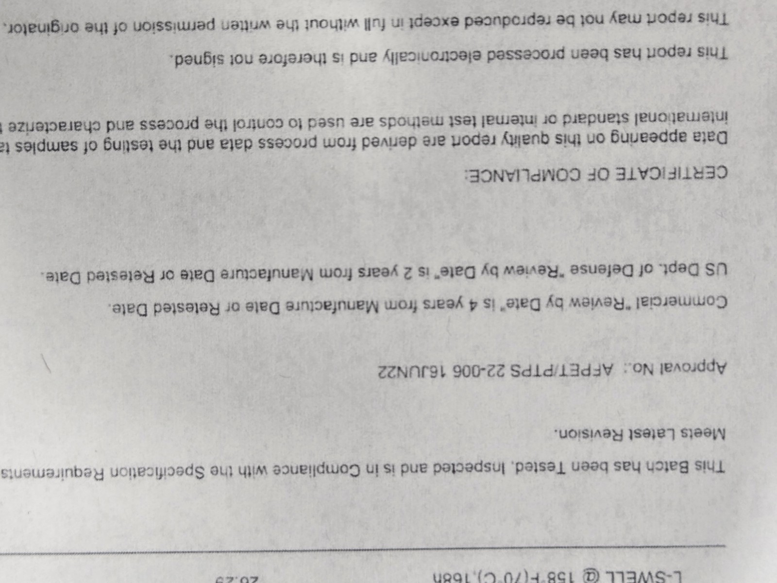 Royco 756 1 Gal With Certs And Test Report
