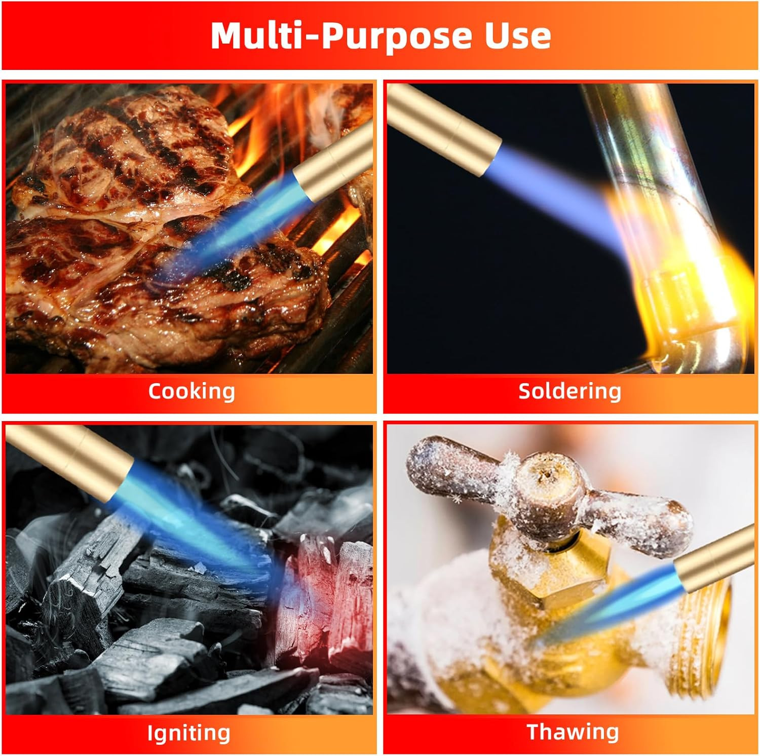 Propane Torch Head Manual Start Solid Brass Brazing Torch Fuel by MAP M
