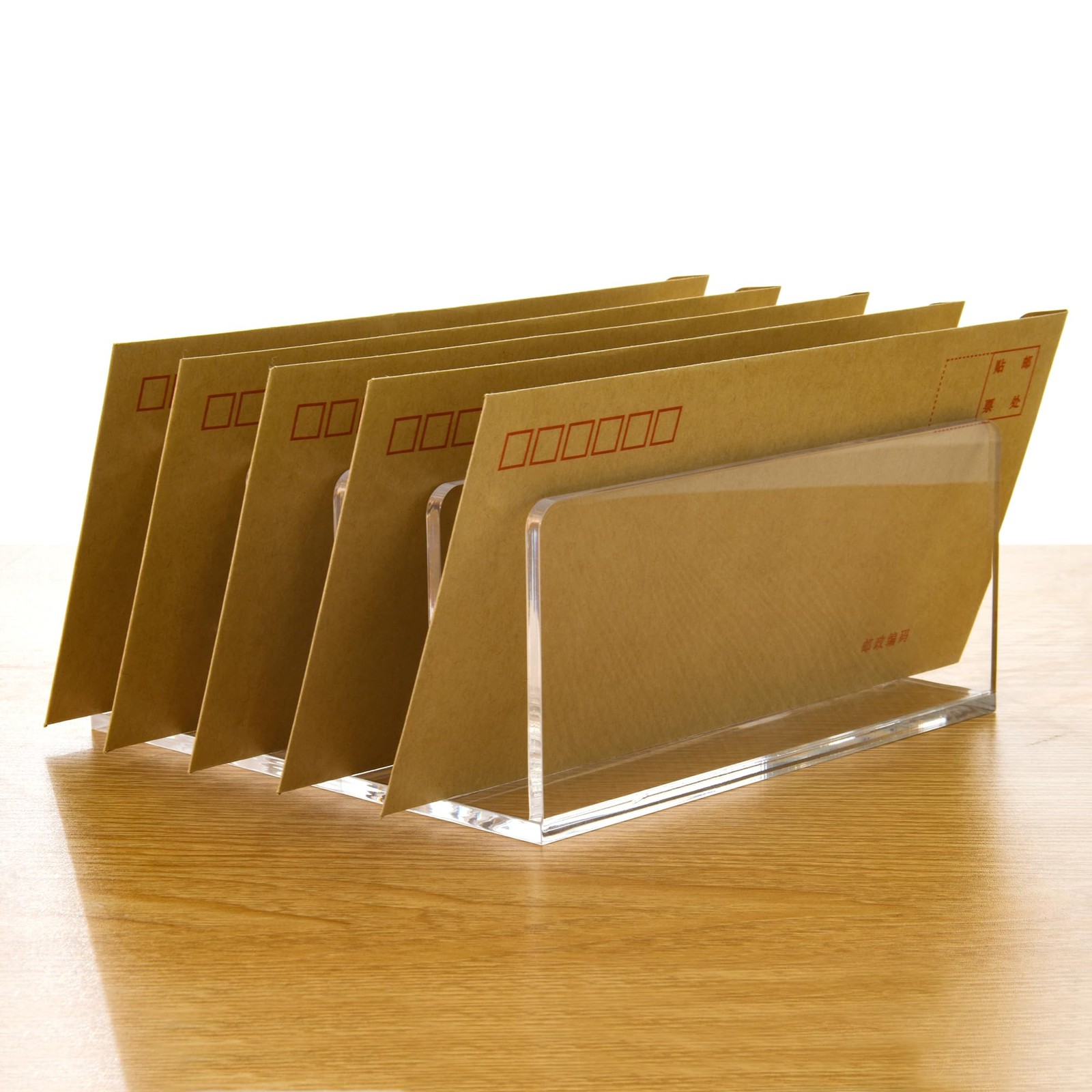 5 Compartments Clear Acrylic Holder – Vertical Letter Sorter & Multifunction ...