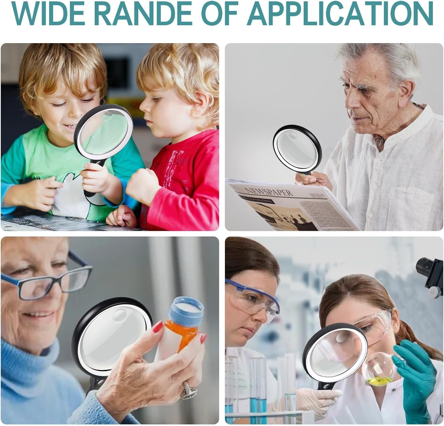 Large Magnifying Glass with 37 LED Light, 10X 20X 45X Handheld Illuminated Li...