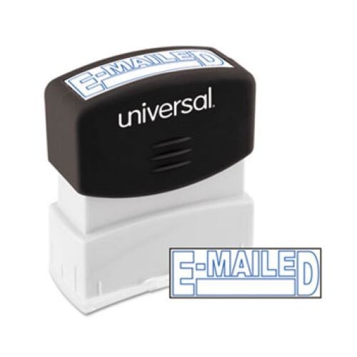 Universal Pre-Inked Message Stamp "E-MAILED" BLUE INK Re-Inkable 10058 NEW