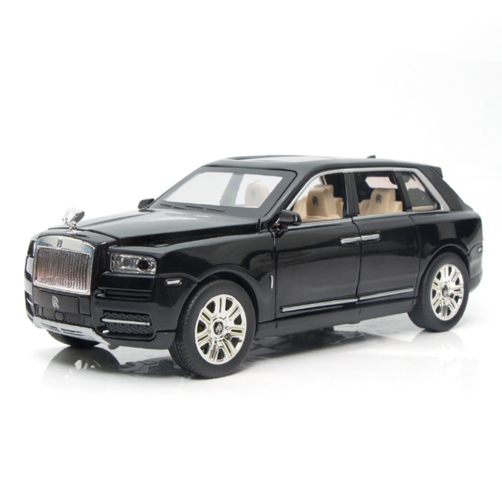 Black 1:24 Rolls-Royce Cullinan Diecast Toy Car Light Sound 6 Doors Kids Gift