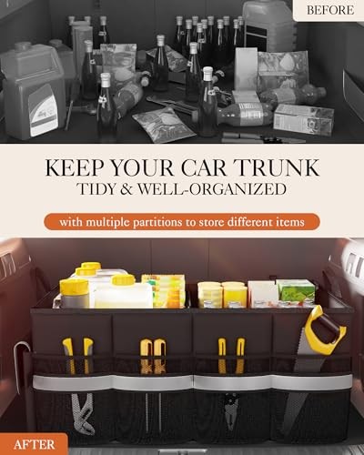 Trunk Organizer - Car Organizer with 5 Pockets, Trunk organizer Medium Black
