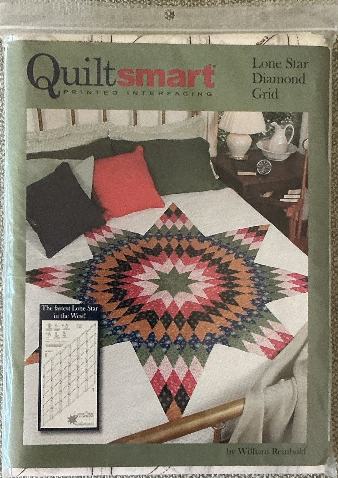 QuiltSmart Printed Interfacing Pack Lone Star Diamond Grid 58" NEW