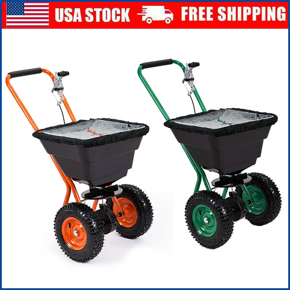 Push Lawn Spreader with 80lbs/100lbs Large Capacity for Seed, Fertilizer, Salt